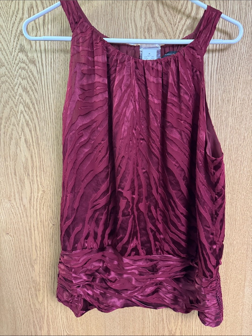 White House Black Market Wine Red Textured Sleeveless Tank
